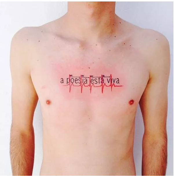 HEART BEAT TATTOO FOR CHEST