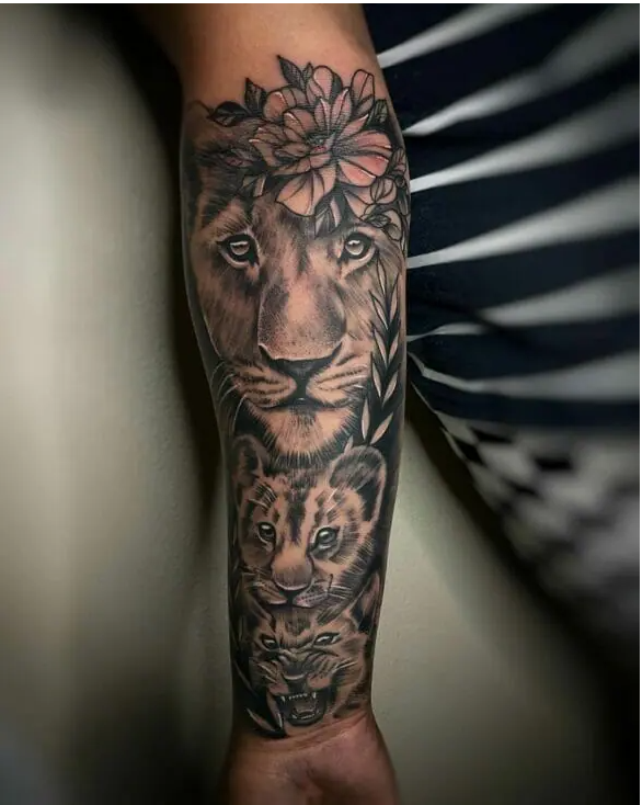 queen lioness and cub tattoo