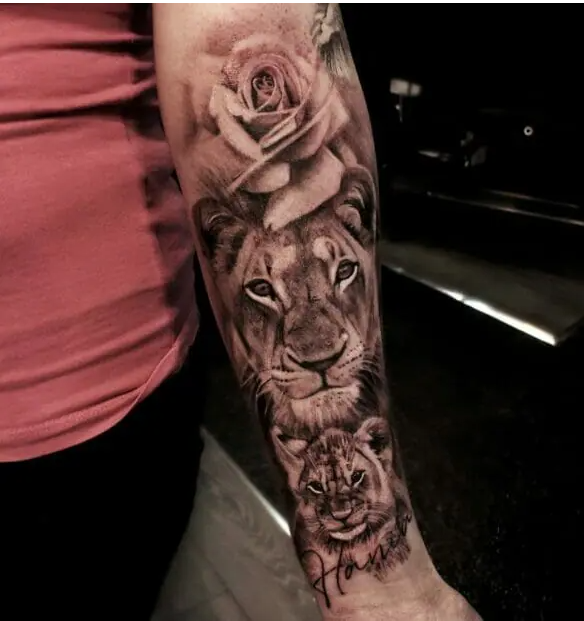 queen lioness and cub tattoo