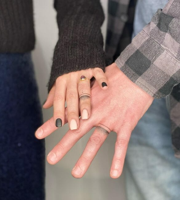 Matching Couple Wedding Rings Tattoo